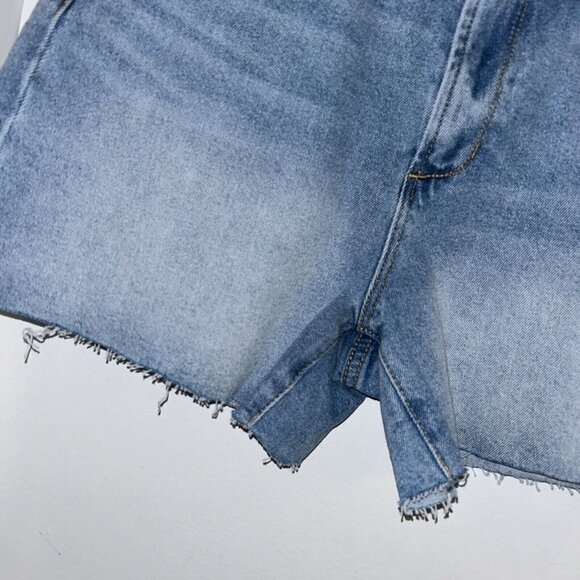 Articles of Society Blue Denim Cut Off High Rise Frayed Salt Aire Shorts Size 28 - Picture 3 of 8